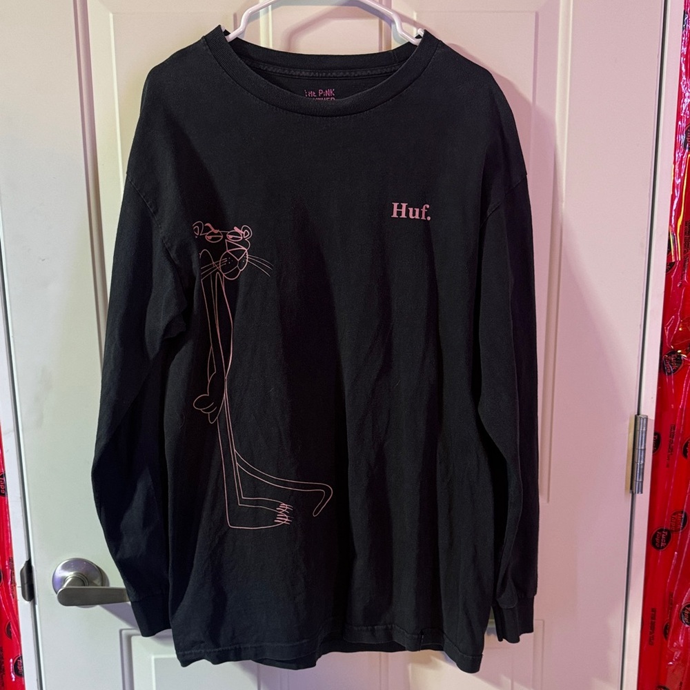 HUF Black Long Sleeve with Pink Panther- Large